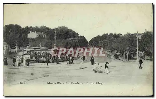 Cartes postales Marseille Le Prado vu de la Plage Tramway