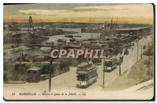 Cartes postales Marseille Bassins et Quais de la Joliette Tramways