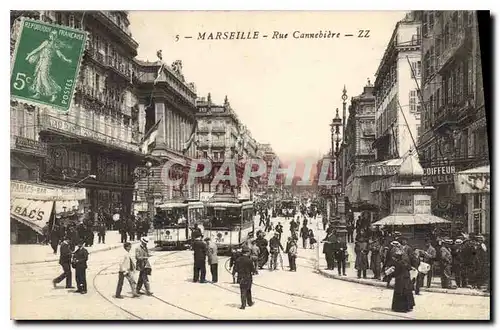 Ansichtskarte AK Marseille Rue Cannebiere Tramway