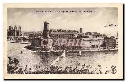 Cartes postales Marseille Le Fort St Jean et la Cathedrale