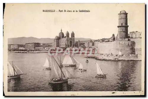 Cartes postales Marseille Fort St Jean et la Cathedrale