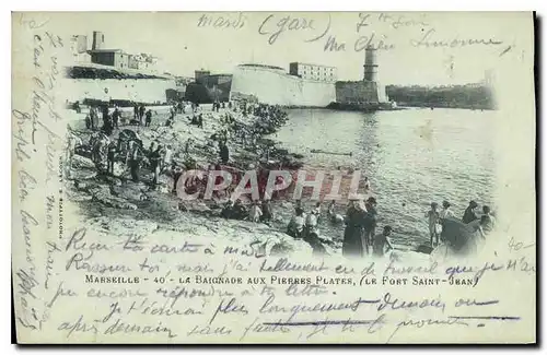Cartes postales Marseille La Baignade aux Pierres Plates (Le Fort Saint Jean)