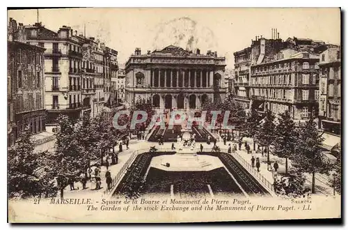 Ansichtskarte AK Marseille Square de la Bourse et Monument de Pierre Puget