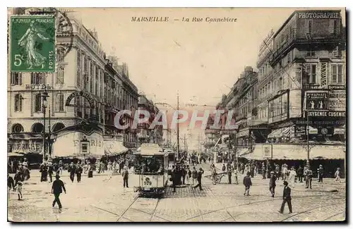 Ansichtskarte AK Marseille La Rue Cannebiere Tramway