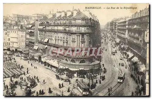 Cartes postales Marseille La rue de la Republique Tramway