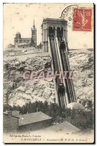 Cartes postales Marseille Ascenseurs de N D de la Garde