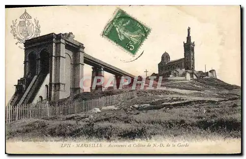 Cartes postales Marseille Ascenseurs et Coline de N. D. de la Garde