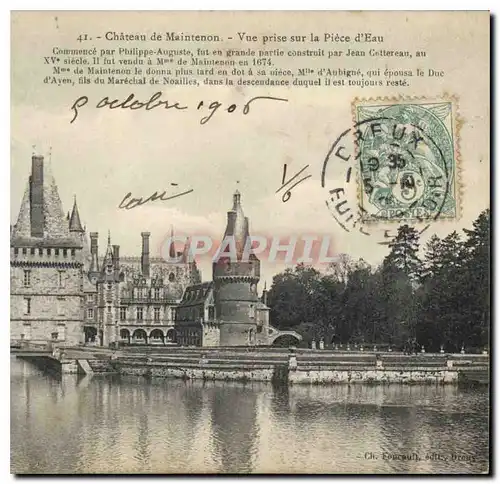 Cartes postales Chateau de Maintenon Vue prise sur la Piece d'Eau