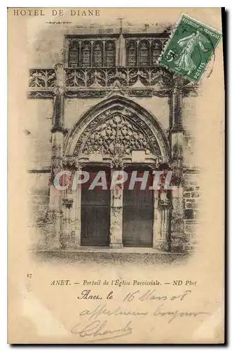 Cartes postales Hotel de Diane Anet Portail de l'Eglise Paroissiale