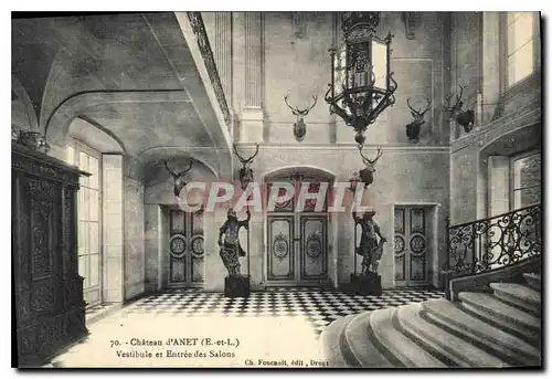 Cartes postales Chateau d'Anet E et L Vestibule et Entree des Salons