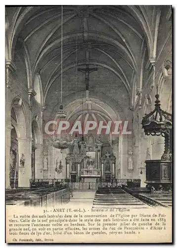 Cartes postales Anet E et L Interieur de l'Eglise