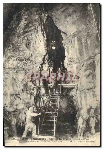 Cartes postales Baume les Messieurs Interieur des Grottes Grand escalier conduisant au ravin du Catafalque