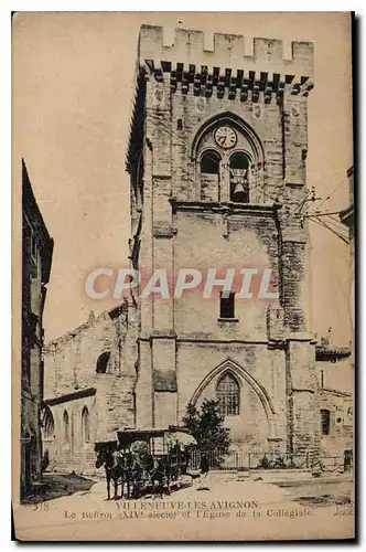 Ansichtskarte AK Villeneuve les Avignon Le Beffroi XIV siecle et l'Eglise de la Collegiale Publicite Cirage Kiwi