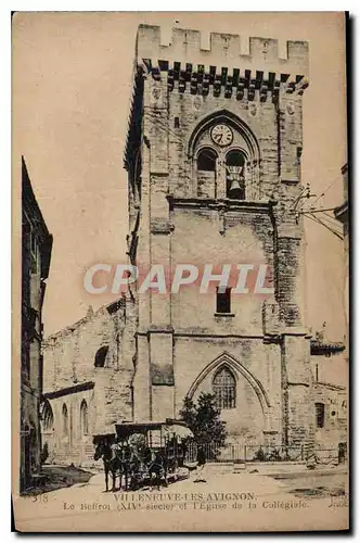 Cartes postales Villeneuve les Avignon Le Beffroi XIV siecle et l'Eglise de la Collegiale Publicite Cirage Kiwi
