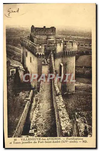 Cartes postales Villeneuve les Avignon Fortifcations et Tours jumelles du Fort Saint Andre XIV siecle