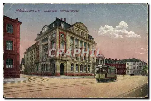 Cartes postales Mulhausen IE Sparkasse Belforterstrasse Tramway