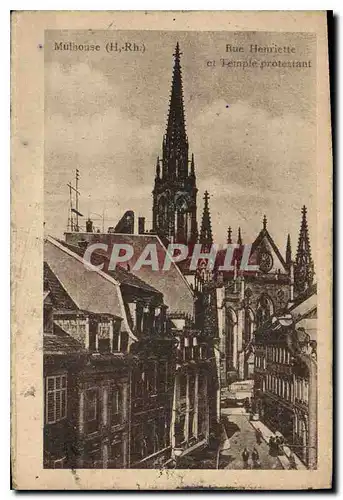 Cartes postales Mulhouse H Rh Rue Henriette et Temple protestant