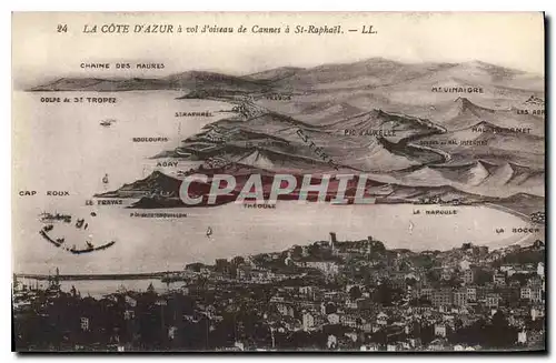 Cartes postales La Cote d'Azur a vol d'oiseau de Cannes a St Raphael