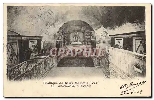 Cartes postales Basilique de Saint Maximin Var Interieur de la Crypte