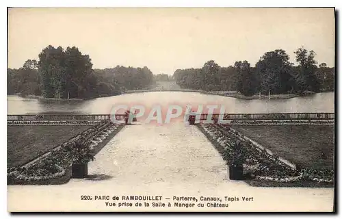 Cartes postales Parc de Rambouillet Parterre Canaux Tapis Vert Vue prise de la Salle a Manger du Chateau