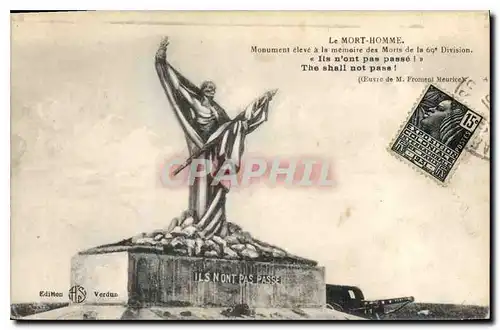 Cartes postales Le Mort Homme Monument eleve a la memoire des Morts de la 69 Division
