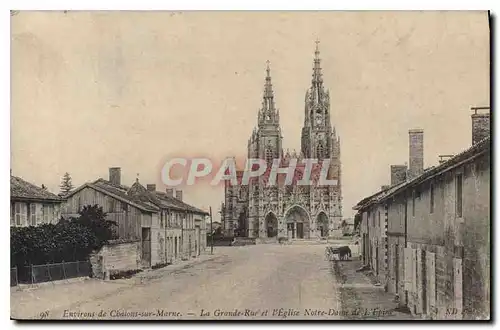 Cartes postales Environs de Chalons sur Marne La Grande Rue et l'Eglise Notre Dame de l'Epine