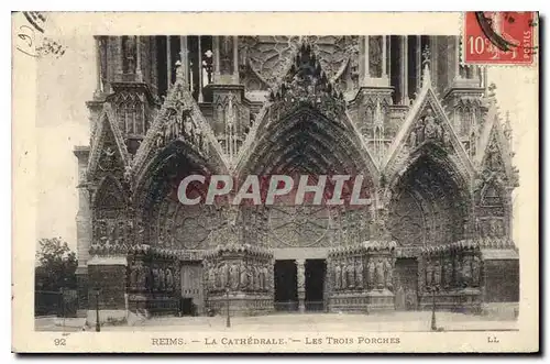 Cartes postales Reims Le Cathedrale Les Trois Porches