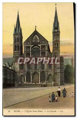 Cartes postales Reims L'Eglise Saint Remy La Facade