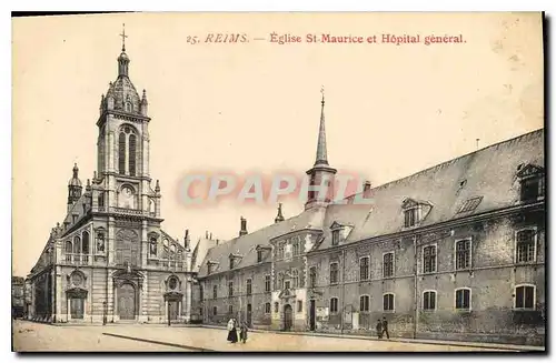 Cartes postales Reims Eglise St Maurice et Hopital general