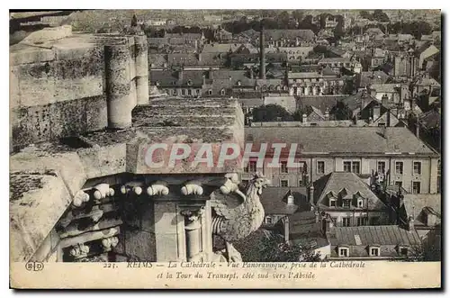 Cartes postales Reims La Cathedrale Vue panoramique prise de la Cathedrale et la Tour du Transept cole sud vers