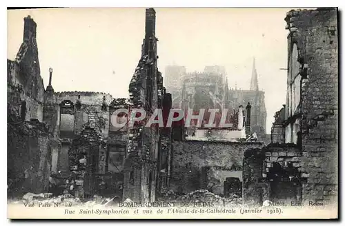 Cartes postales Bombardement de Reims Rue Saint Symphorien et vue de l'Abside de la Cathedrale