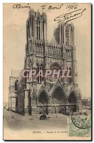 Ansichtskarte AK Reims Facade de la Cathedrale