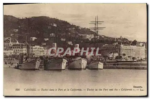 Cartes postales Cannes Yacht dans le Port et le Californie Bateaux