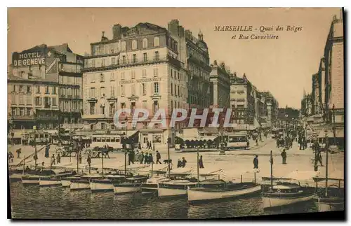 Cartes postales Marseille Quai des Belges et Rue Cannebiere Tramways Bateaux