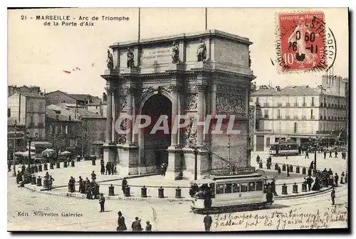 Ansichtskarte AK Marseille Arc de Triomphe de la Porte d'Aix Tramway