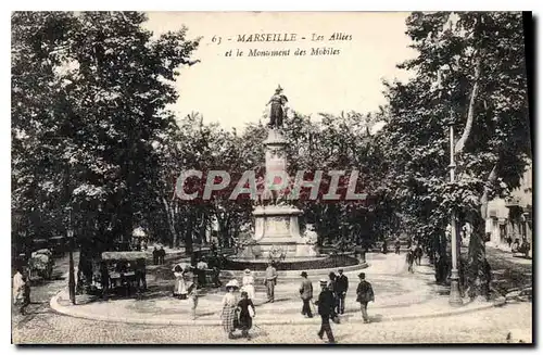 Cartes postales Marseille Les Allees et le Monument des Mobiles