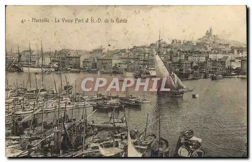 Cartes postales Marseille Le Vieux Port et ND de la Garde