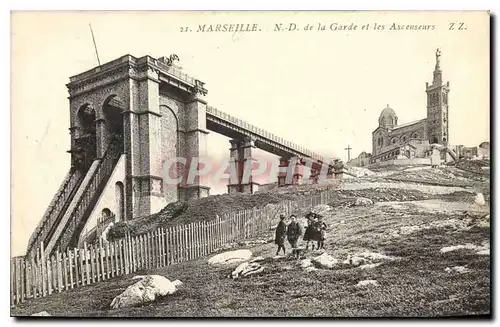 Cartes postales Marseille ND de la Garde et les Ascenseurs