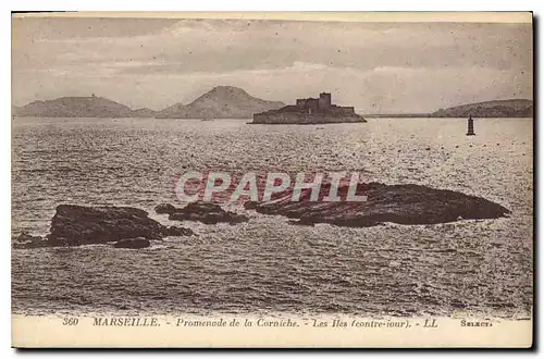 Ansichtskarte AK Marseille Promenade de la Corniche Les Iles contre iour