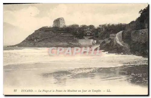 Cartes postales Dinard La Plage et la Pointe du Moulinet un jour de Tempete