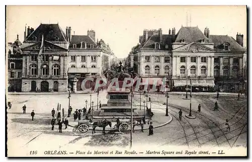 Cartes postales Orleans Place du Martroi et Rue Royale