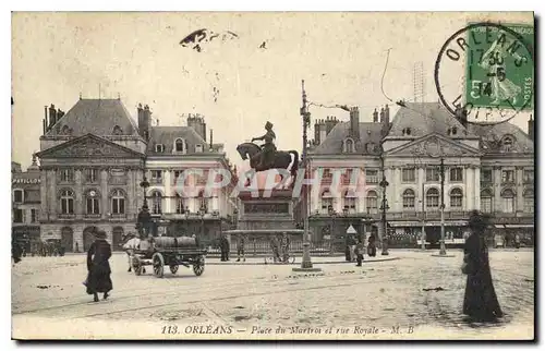 Cartes postales Orleans Place du Martroi et rue Royale