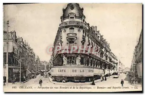 Cartes postales Orleans Perspective des rues Banniers et de la Republique