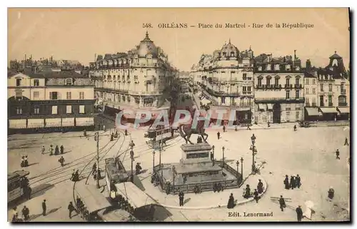 Cartes postales Orleans Place du Martroi Rue de la Republique