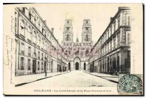 Cartes postales Orleans La Cathedrale et la Rue Jeanne d'Arc