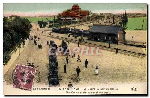Cartes postales Cote d'Emeraude Saint Malo Le Casino au coin du Bassin Train