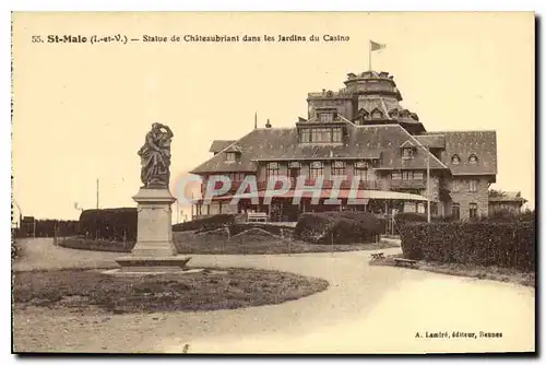 Cartes postales St Malo L et V Statue de Chateaubriant dans les Jardins du Casino