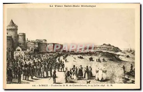 Ansichtskarte AK Le Vieux Saint Malo Historique Funerailles de M de Chateaubriand le 19 juillet 1848