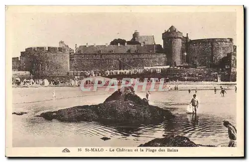 Ansichtskarte AK Saint Malo La Chateau et la Plage des Bains