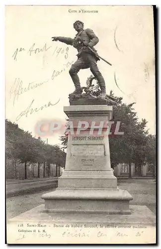 Cartes postales Cote d'Emeraude Saint Malo Statue de Robert Surcouf